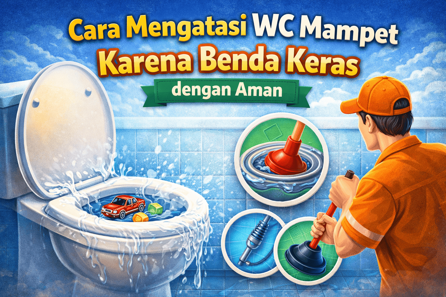 a Mengatasi WC Mampet Karena Benda Keras
